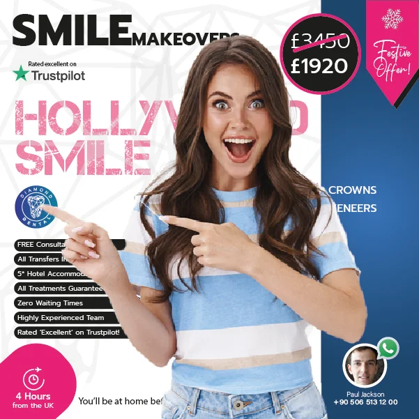 hollywood smile turkey antalya, smile makeover antalya, smile makeover turkey prices and costs