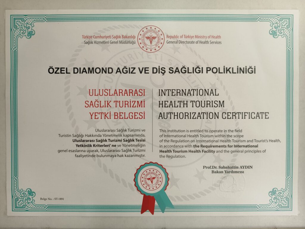 Diamond-Dental-Antalya-Health-Tourism-Certificate